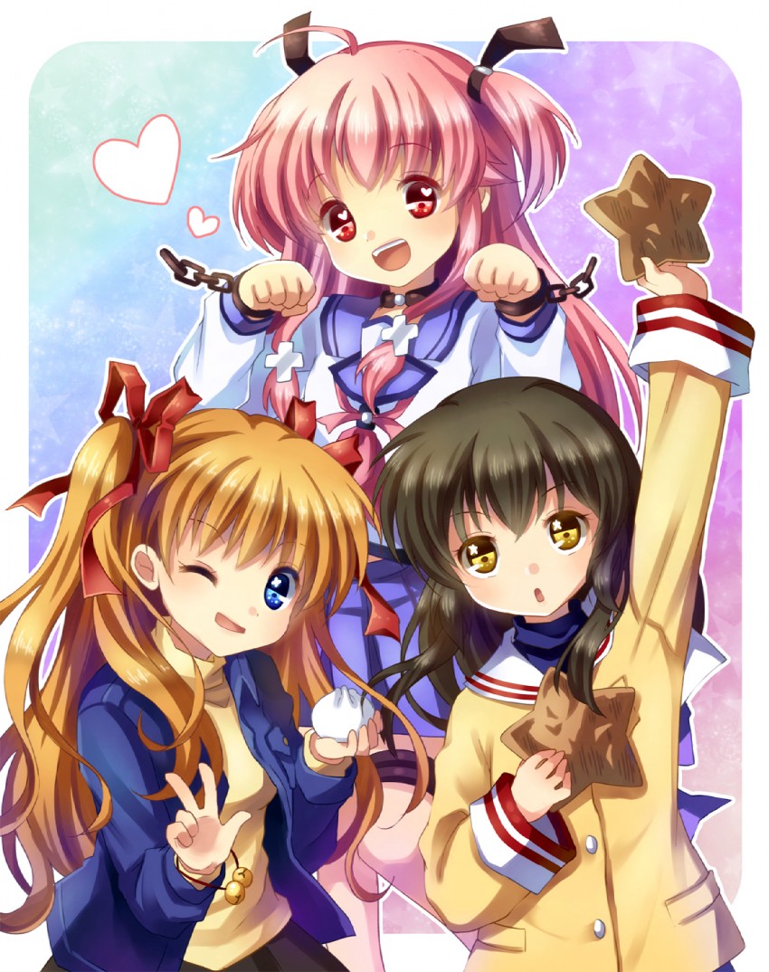 yui, ibuki fuuko, and sawatari makoto (clannad and 3 more) drawn by mauve