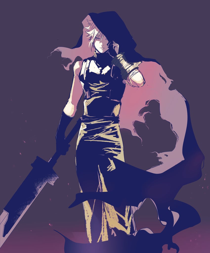 cloud strife (final fantasy and 3 more) drawn by demi_co