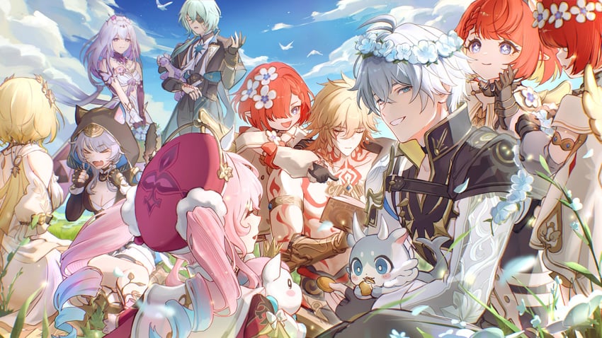 castorice, phainon, mydei, aglaea, anaxa, and 5 more (honkai and 1 more) drawn by mimisuke37