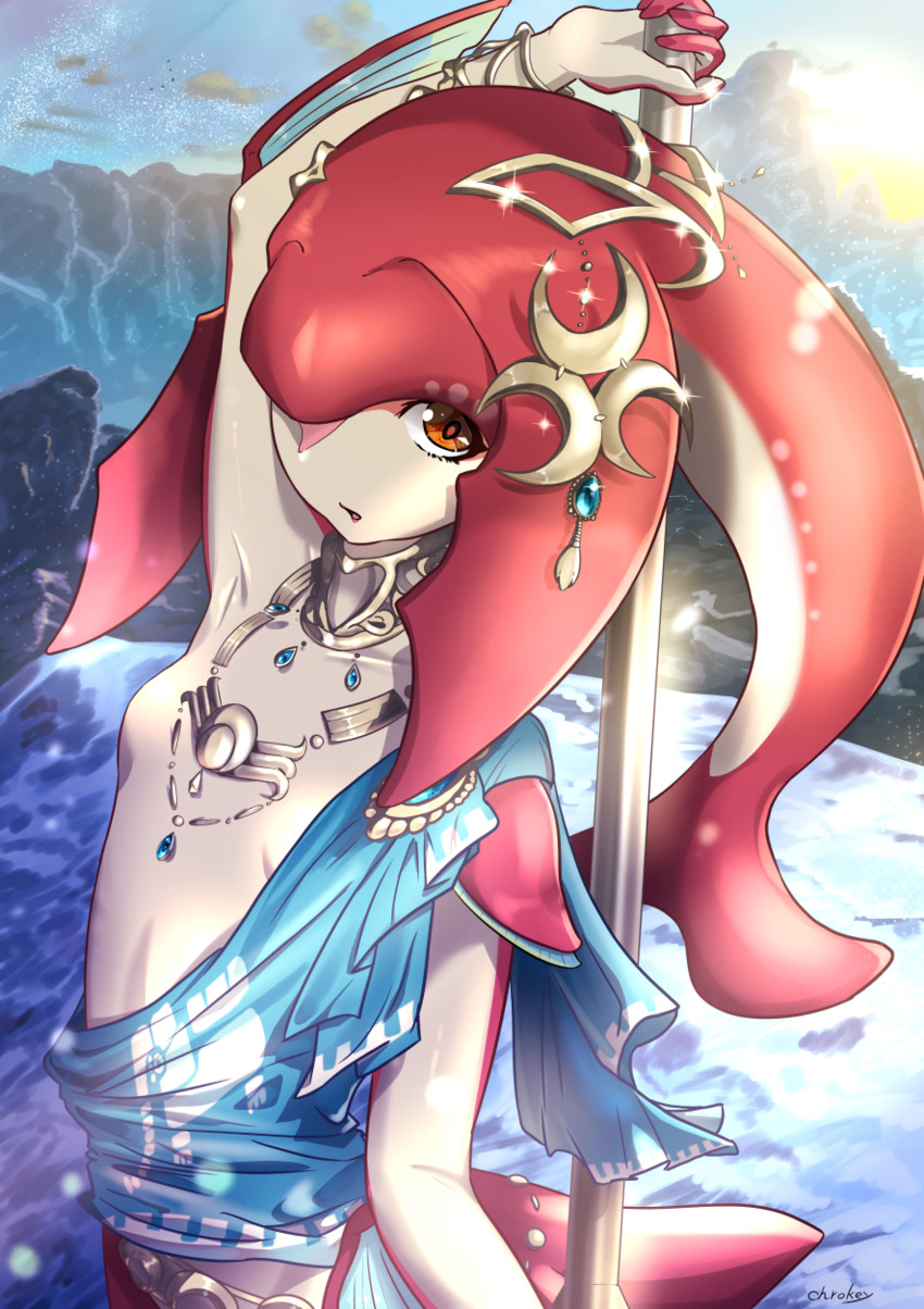 mipha (the legend of zelda and 1 more) drawn by chrokey