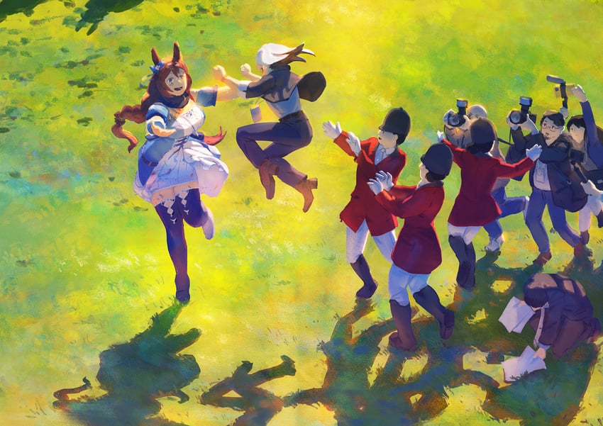 super creek, take yutaka, and nase fumino (umamusume and 1 more) drawn by ye_fan