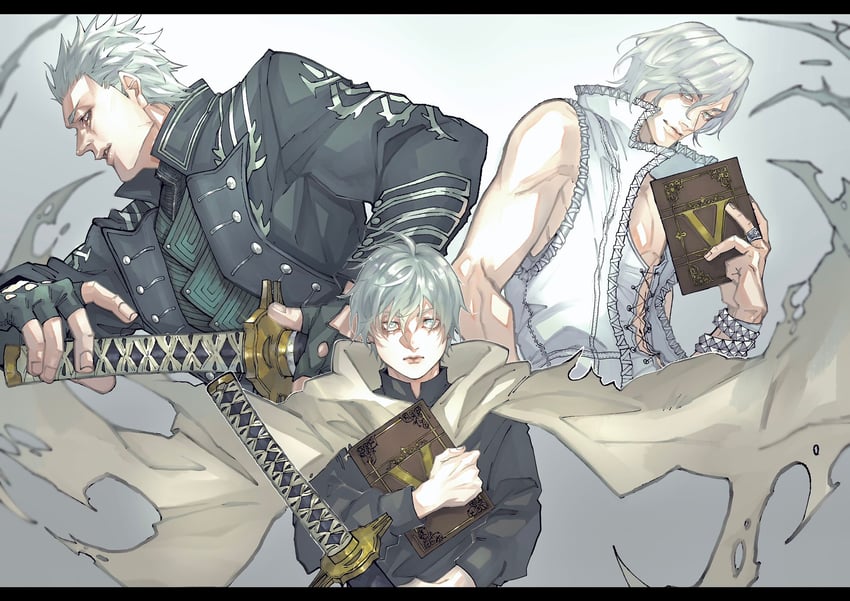 vergil and v (devil may cry and 1 more) drawn by moyashi_san4