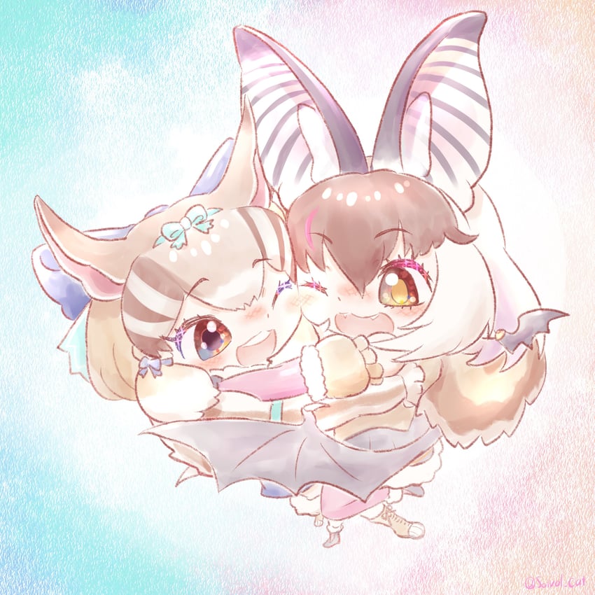 brown long-eared bat and siberian chipmunk (kemono friends and 1 more) drawn by saival_cat