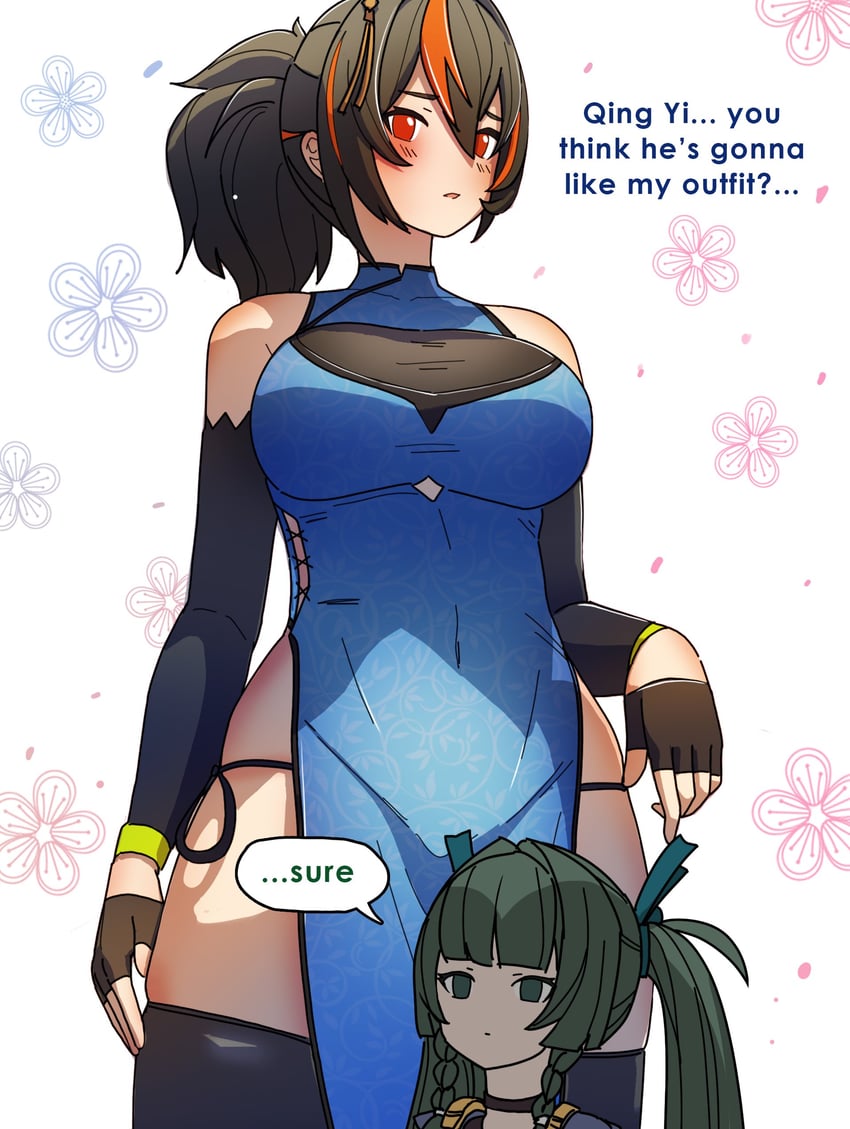 zhu yuan and qingyi (zenless zone zero) drawn by dorahdew