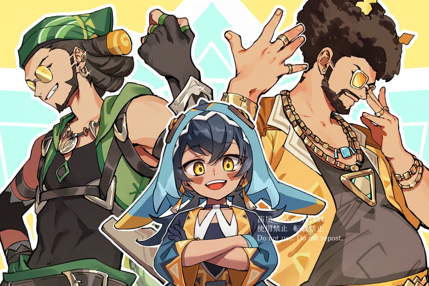 amina, pacal, and wayna (genshin impact) drawn by ojo_aa