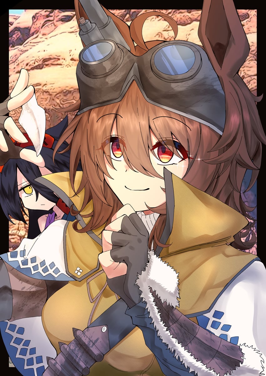 agnes tachyon, manhattan cafe, and handler (umamusume and 1 more) drawn by amaxa