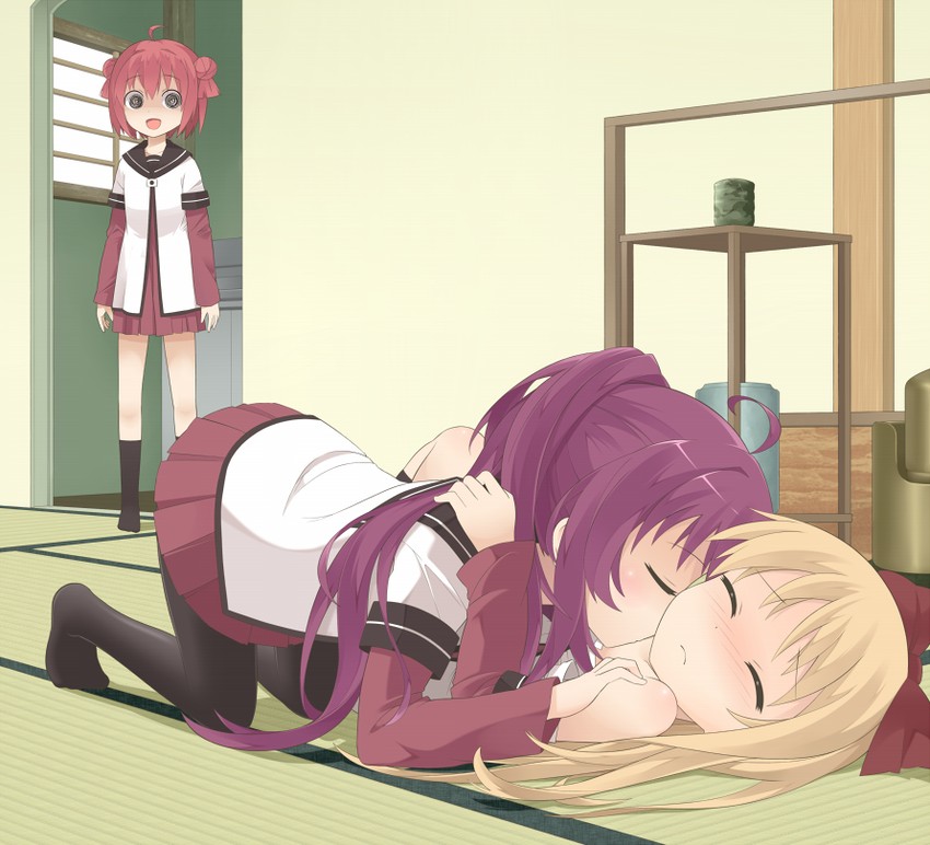toshinou kyouko, akaza akari, and sugiura ayano (yuruyuri) drawn by goribote