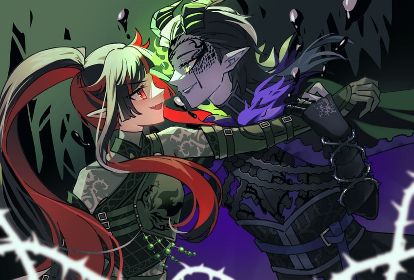 lilia vanrouge and malleus draconia (twisted wonderland) drawn by riko_shinkai