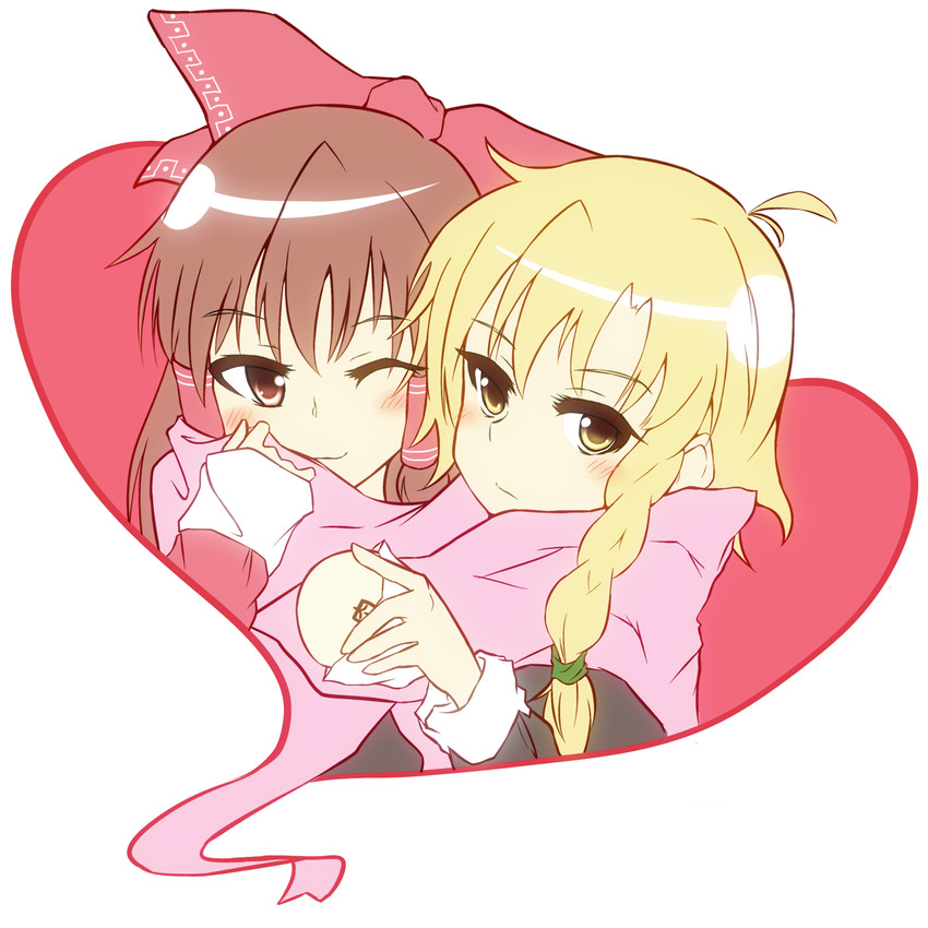 hakurei reimu and kirisame marisa (touhou) drawn by hiiro_(hi702deo)