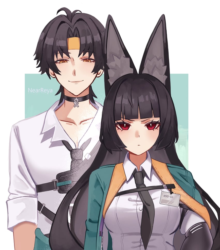 hoshimi miyabi and asaba harumasa (zenless zone zero) drawn by by_nearreya