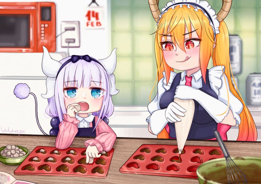 kanna kamui and tohru (kobayashi-san chi no maidragon) drawn by uwuwa.pic