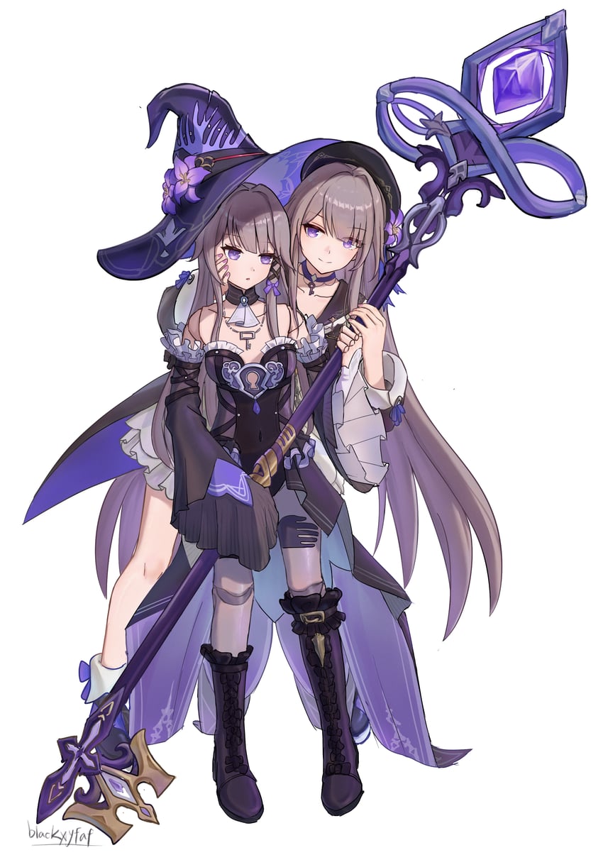 herta and the herta (honkai and 1 more) drawn by blackxyfaf