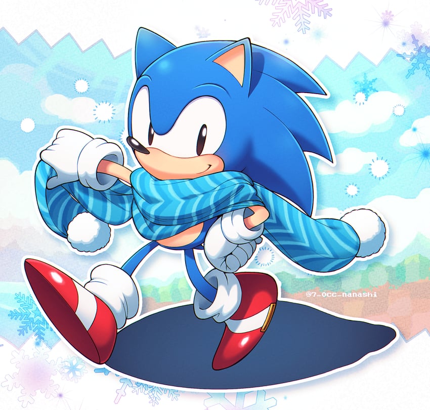 sonic the hedgehog and classic sonic (sonic and 1 more) drawn by show_chiku-by