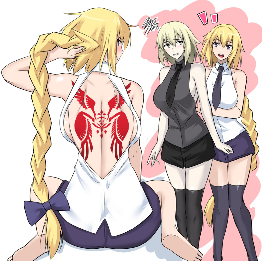 jeanne d'arc alter and jeanne d'arc (fate and 2 more) drawn by takara_joney