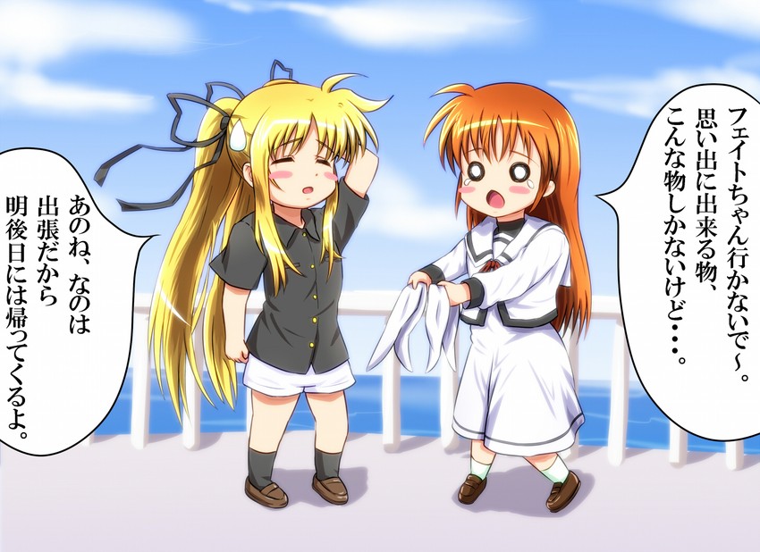 fate testarossa and takamachi nanoha (lyrical nanoha and 2 more) drawn by diesel-turbo