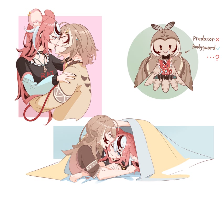 nanashi mumei and hakos baelz (hololive and 1 more) drawn by onecolo133