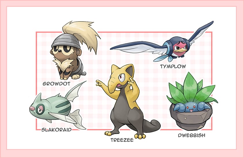 treecko, oddish, growlithe, remoraid, drowzee, and 5 more (pokemon) drawn by kazuko_(towa)
