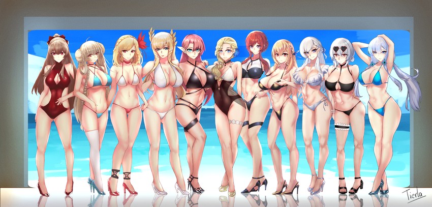 formidable, sirius, belfast, illustrious, hood, and 6 more (azur lane) drawn by tierla
