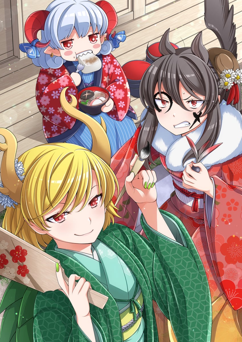 kicchou yachie, kurokoma saki, and toutetsu yuuma (touhou) drawn by eichi_yuu