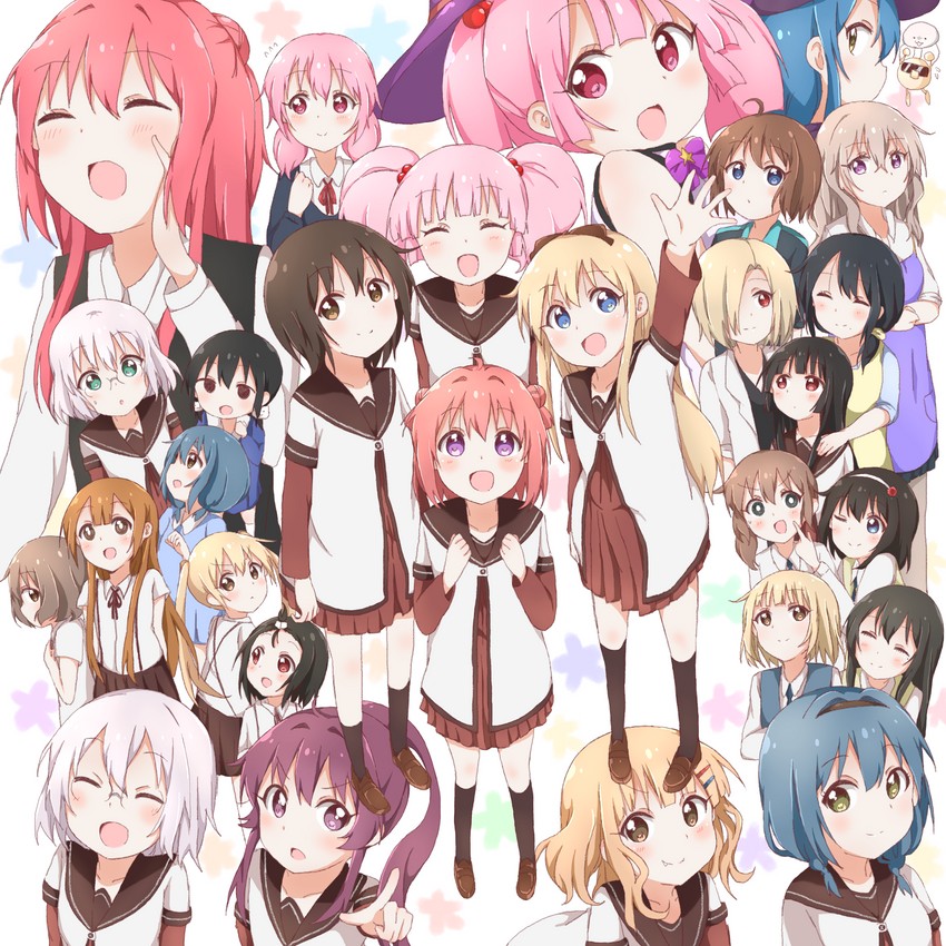toshinou kyouko, akaza akari, funami yui, yoshikawa chinatsu, oomuro sakurako, and 25 more (yuruyuri and 1 more) drawn by mesushio