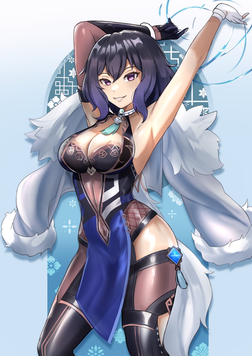 yelan and female morgan (genshin impact and 2 more) drawn by zet_(twt_zet)