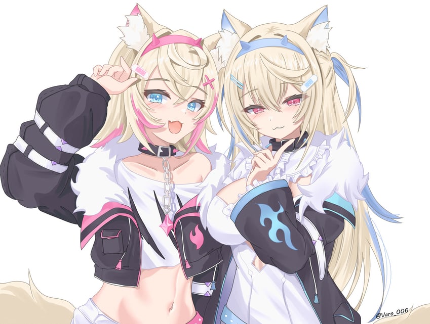 fuwawa abyssgard and mococo abyssgard (hololive and 1 more) drawn by varo_006