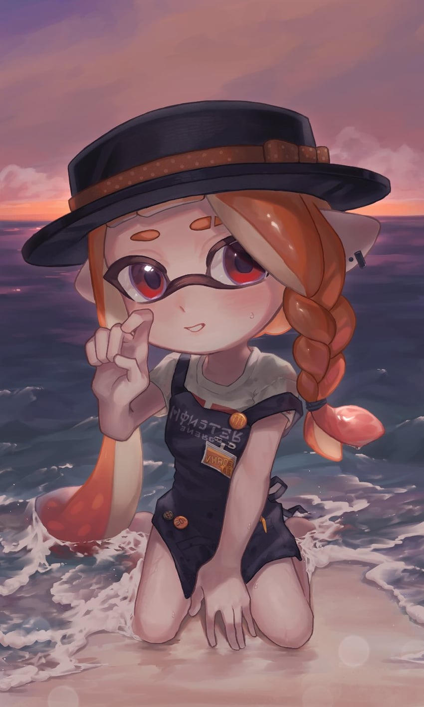 inkling player character and inkling girl (splatoon and 1 more) drawn by oekaki_azu