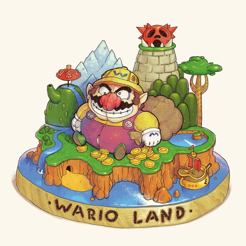 wario (wario land and 1 more) drawn by captionpanic