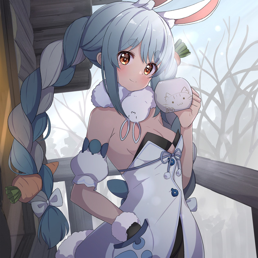 usada pekora and don-chan (hololive) drawn by ame.