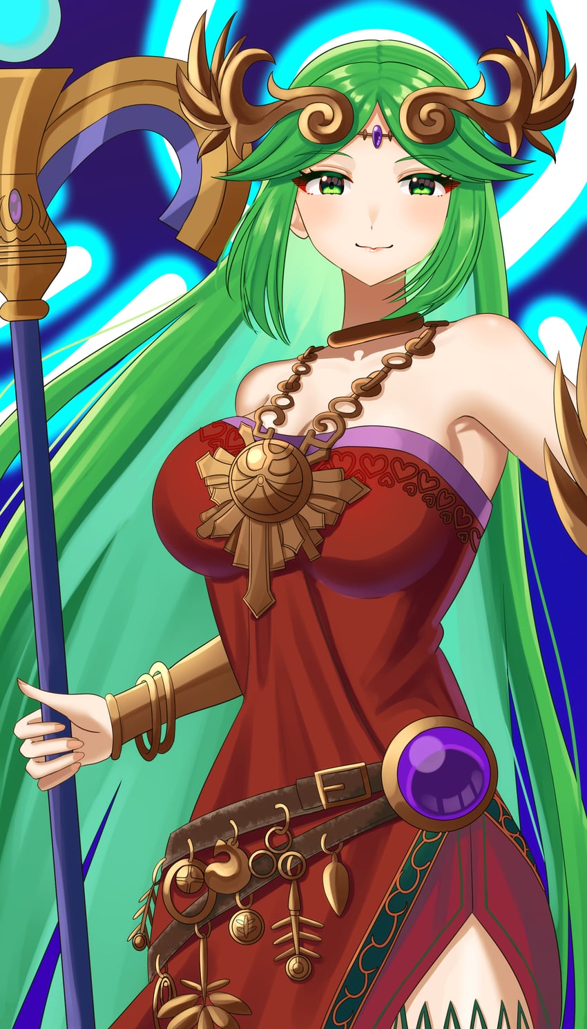 palutena (super smash bros. and 2 more) drawn by ushiroki