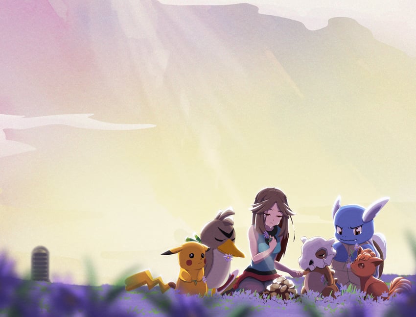 pikachu, leaf, vulpix, cubone, wartortle, and 1 more (pokemon and 1 more) drawn by keeno-ringo46