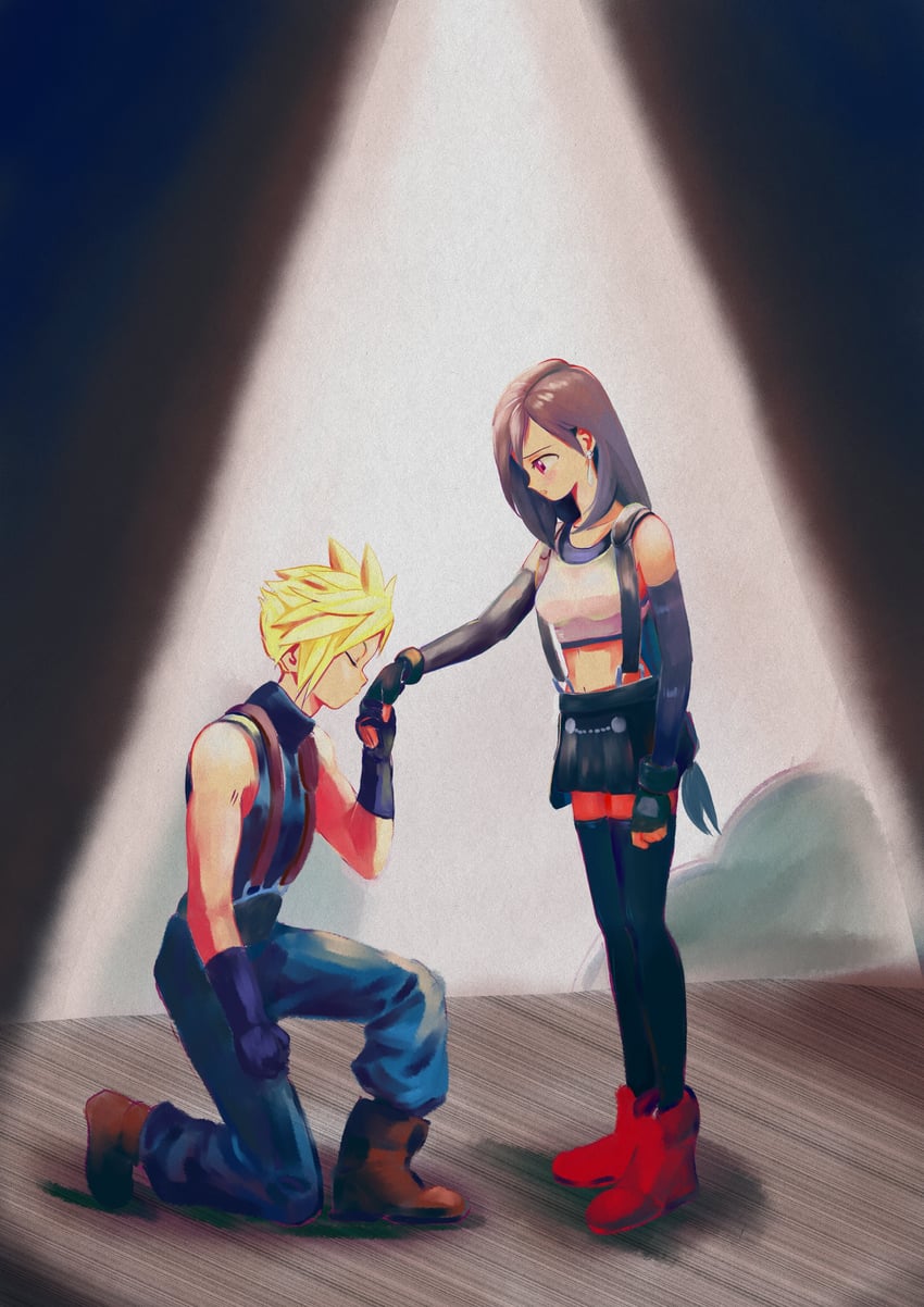 tifa lockhart and cloud strife (final fantasy and 2 more) drawn by hugo_artist
