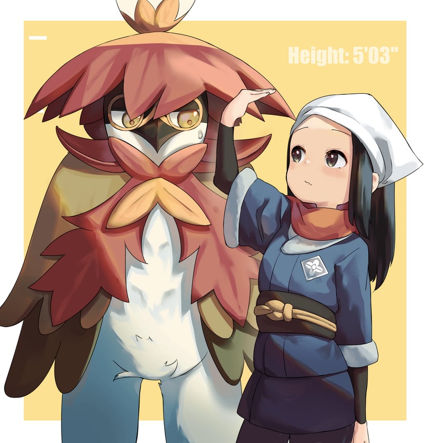 akari and hisuian decidueye (pokemon and 1 more) drawn by driftingtiger