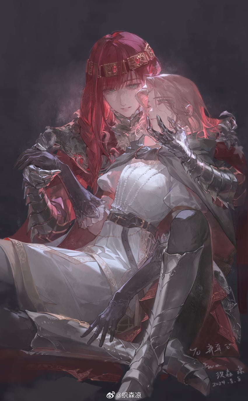 tarnished, melina, and red-haired tarnished (elden ring) drawn by zhi_senliang
