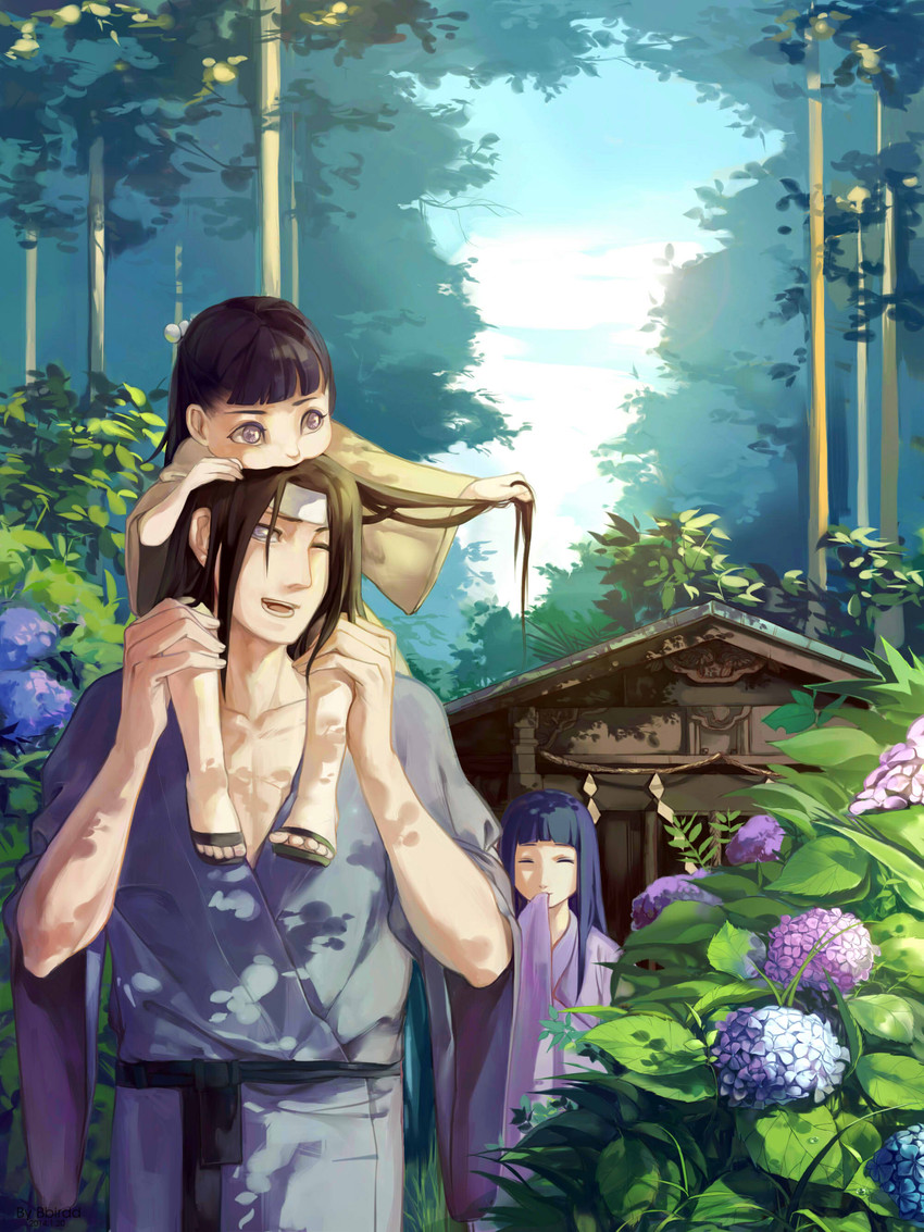 hyuuga hinata and hyuuga neji (naruto and 1 more) drawn by bbirdd