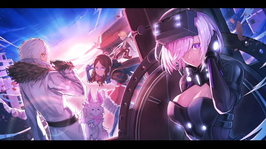 mash kyrielight, fou, leonardo da vinci, kadoc zemlupus, and goredolf musik (fate and 1 more) drawn by harnetyss
