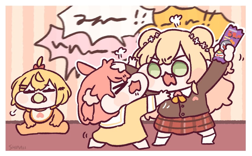 minato aqua, sakura miko, momosuzu nene, and yozora mel (hololive) drawn by shii_miii