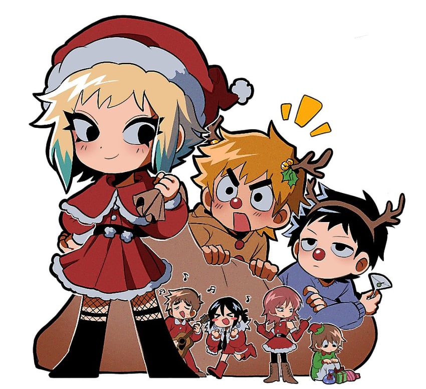 scott pilgrim, wallace wells, ramona flowers, kim pine, knives chau, and 2 more (scott pilgrim and 1 more) drawn by enfrl_0725