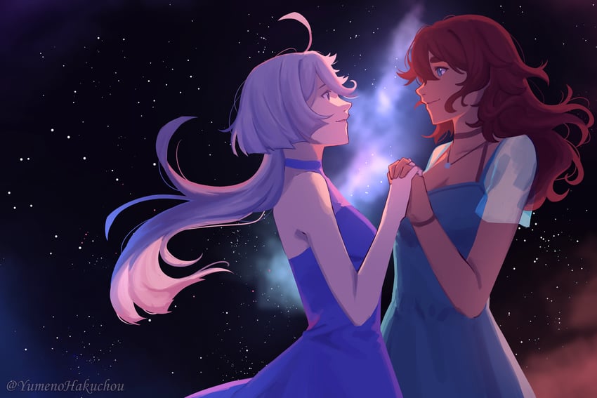 suletta mercury and miorine rembran (gundam and 1 more) drawn by yumenohakuchou