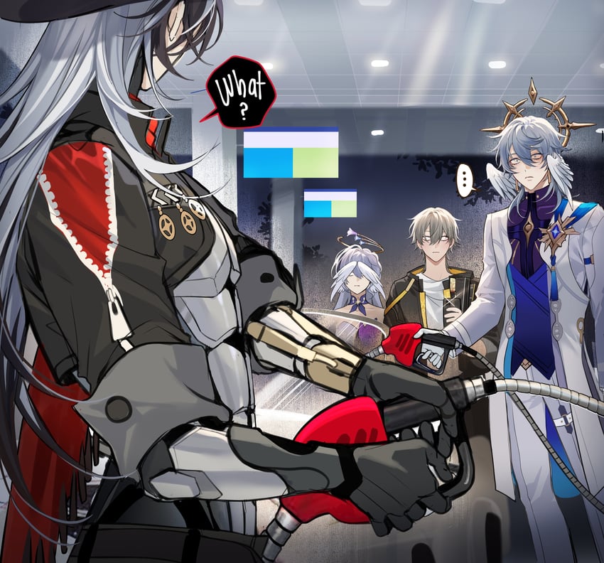 trailblazer, caelus, robin, sunday, and boothill (honkai and 1 more) drawn by pnk_crow