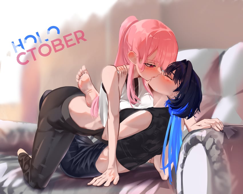mori calliope and ouro kronii (hololive and 1 more) drawn by daaku_(koizumi_arata)