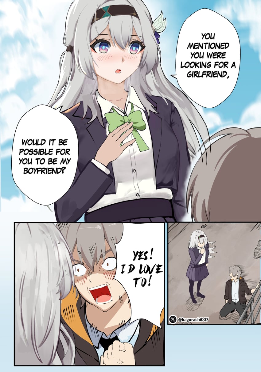 trailblazer, firefly, and caelus (honkai and 1 more) drawn by kagurachi