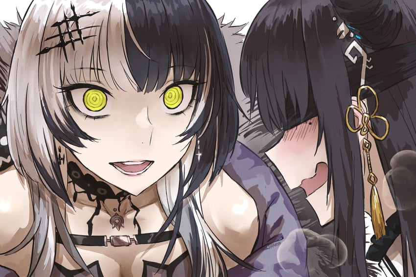 shiori novella and nerissa ravencroft (hololive and 1 more) drawn by haraya_manawari