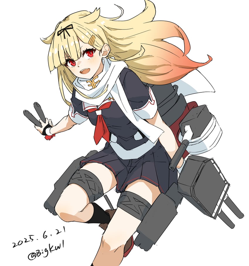 yuudachi and yuudachi kai ni (kantai collection) drawn by bigkwl