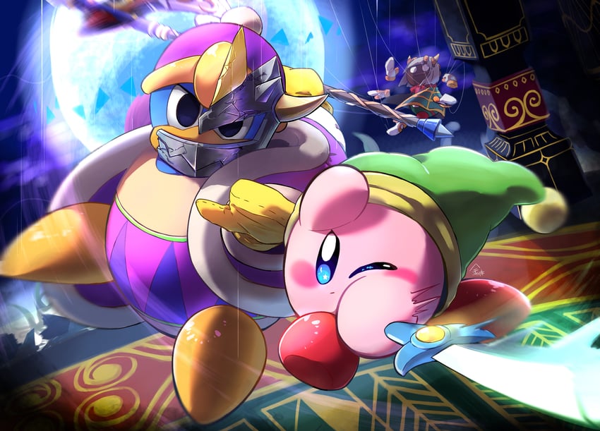 kirby, king dedede, taranza, and sword kirby (kirby and 1 more) drawn by kanatera_k