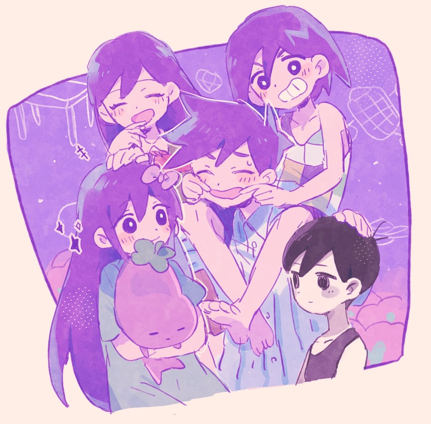 omori, aubrey, mari, kel, hero, and 1 more (omori) drawn by mnmn0406