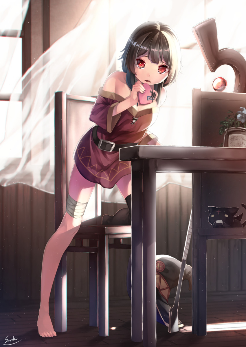 megumin and chomusuke (kono subarashii sekai ni shukufuku wo!) drawn by saraki