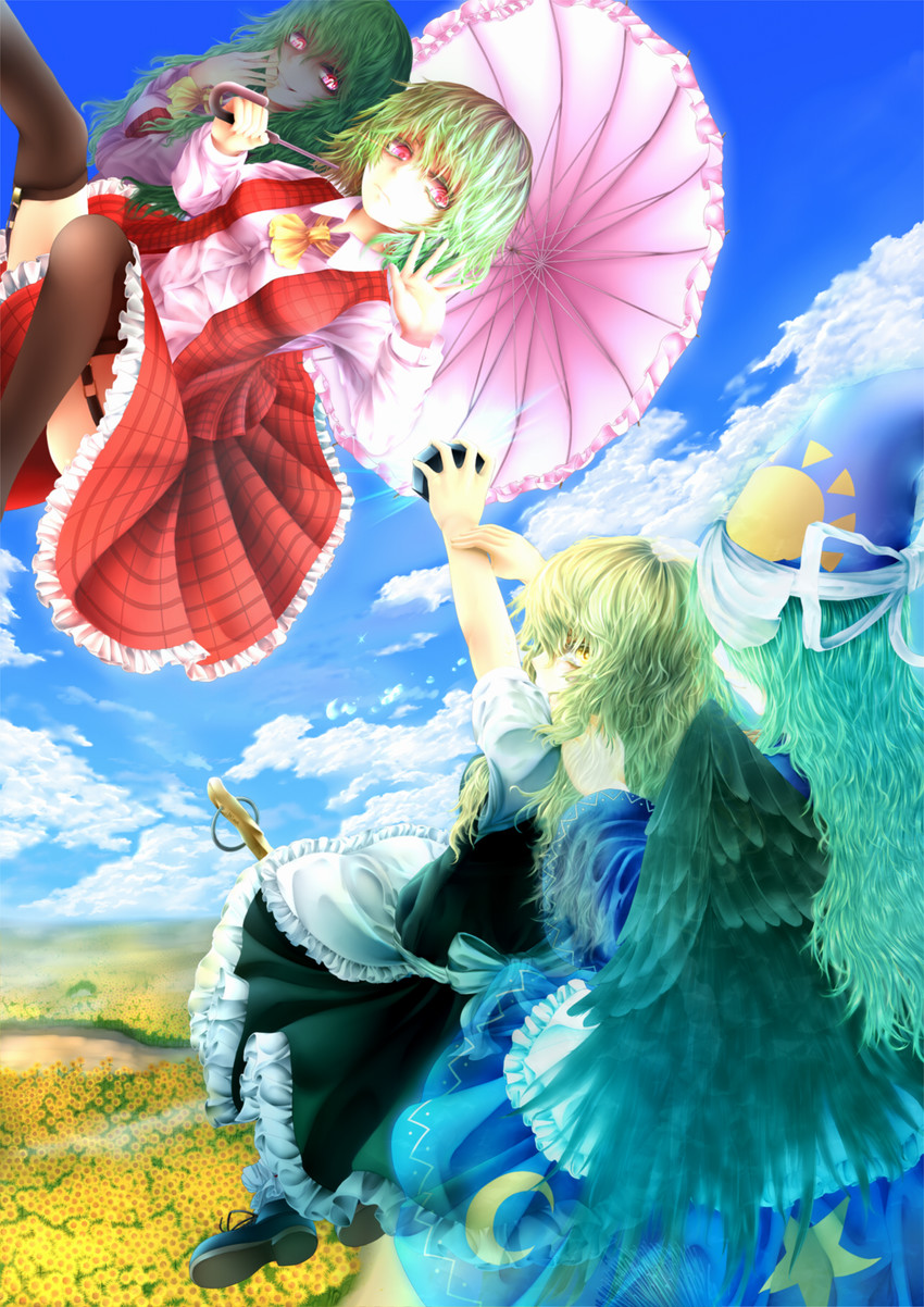 kirisame marisa, kazami yuuka, and mima (touhou) drawn by umeya_(refutye)