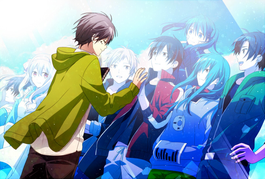 kozakura marry, kisaragi shintarou, kido tsubomi, ene, seto kousuke, and 3 more (kagerou project and 1 more) drawn by bshi_edayo