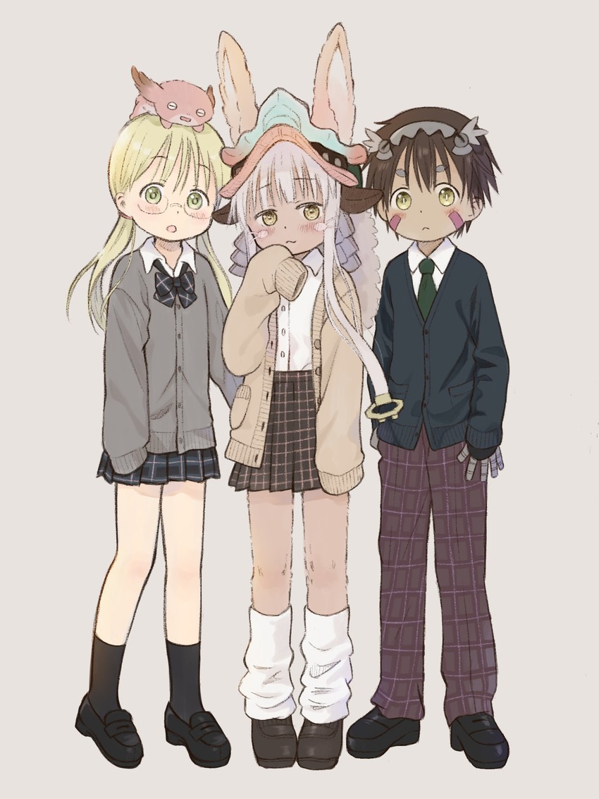 nanachi, reg, riko, and meinya (made in abyss) drawn by nanoningen_(anapoko)